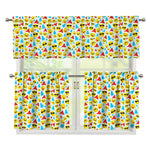 Christmas Emoji Pattern Print 3 Piece Kitchen Curtains