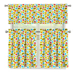 Christmas Emoji Pattern Print 3 Piece Kitchen Curtains