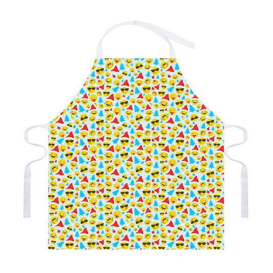 Christmas Emoji Pattern Print Adjustable Apron