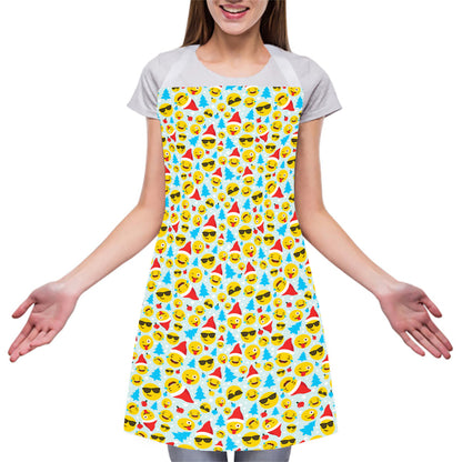 Christmas Emoji Pattern Print Adjustable Apron