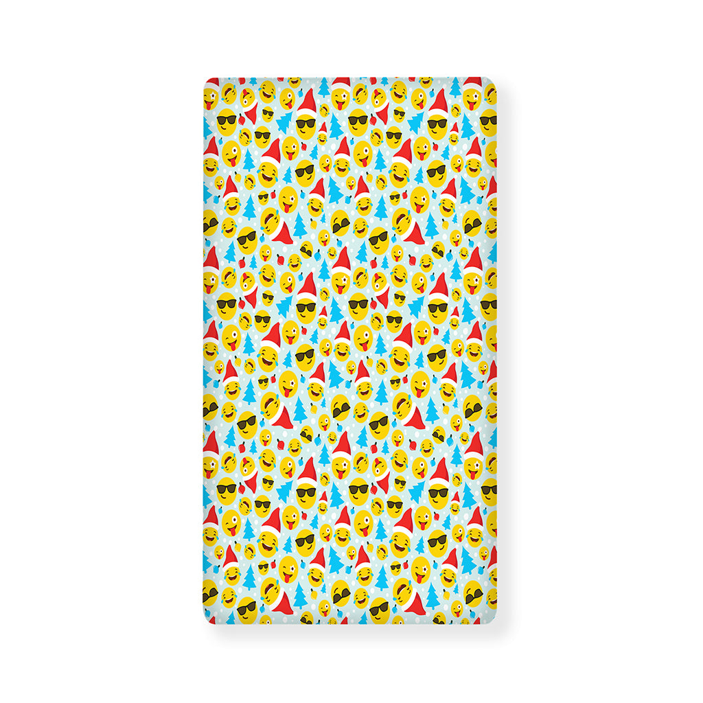 Christmas Emoji Pattern Print Baby Crib Sheet