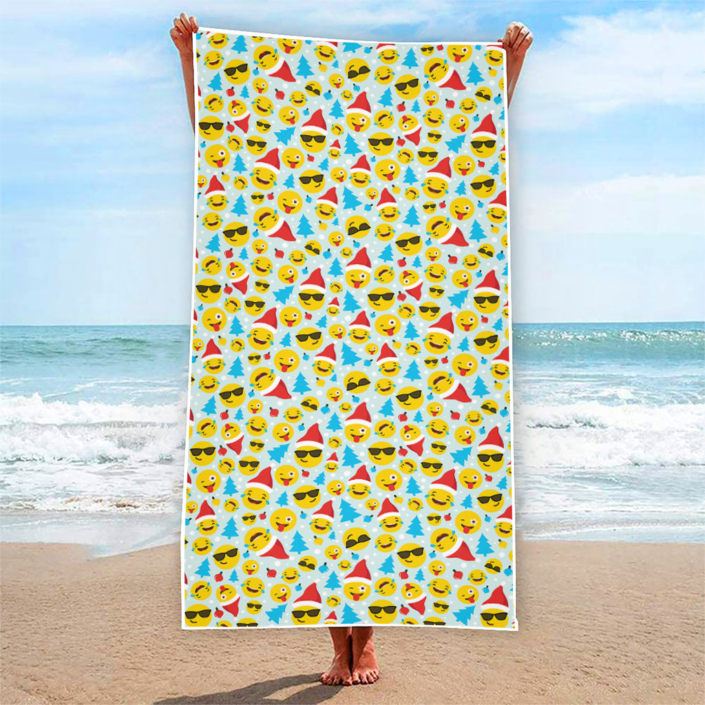 Christmas Emoji Pattern Print Beach Towel