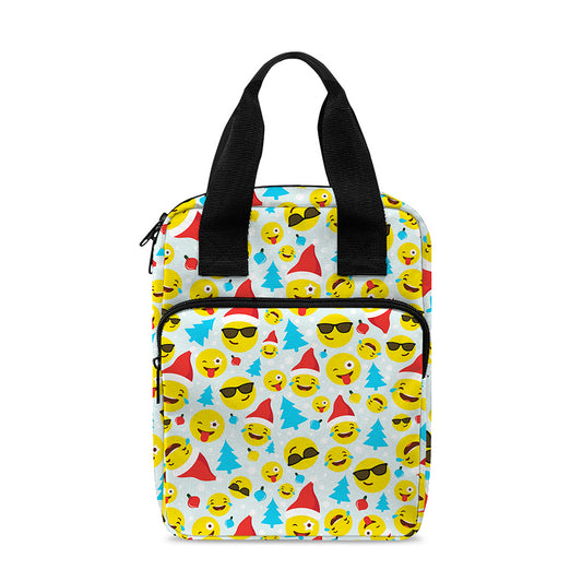 Christmas Emoji Pattern Print Bible Tote Bag