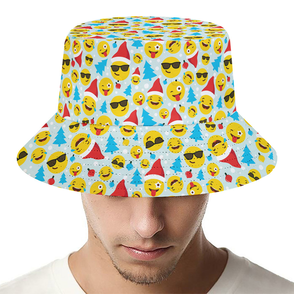 Christmas Emoji Pattern Print Bucket Hat