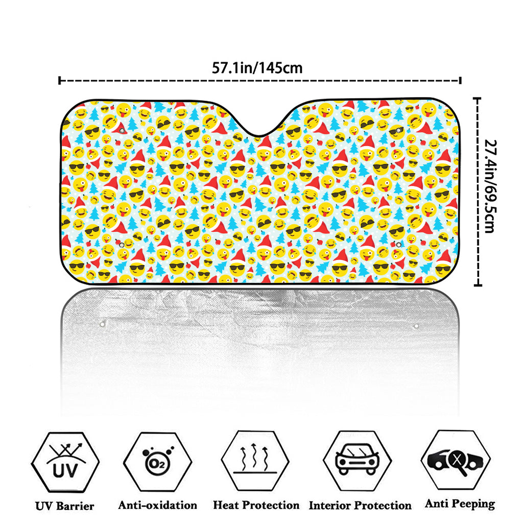 Christmas Emoji Pattern Print Car Windshield Sun Shade