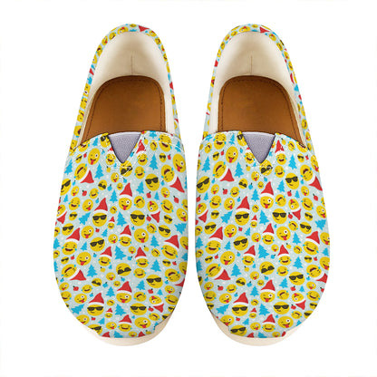 Christmas Emoji Pattern Print Casual Shoes