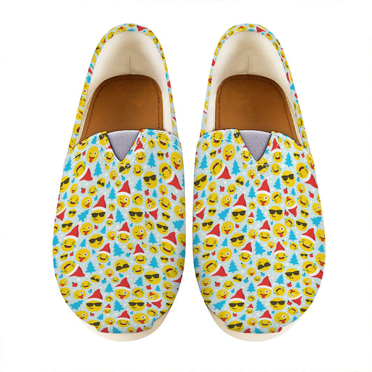 Christmas Emoji Pattern Print Casual Shoes