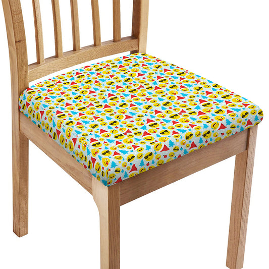 Christmas Emoji Pattern Print Chair Cushion Cover