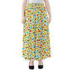 Christmas Emoji Pattern Print Chiffon Maxi Skirt