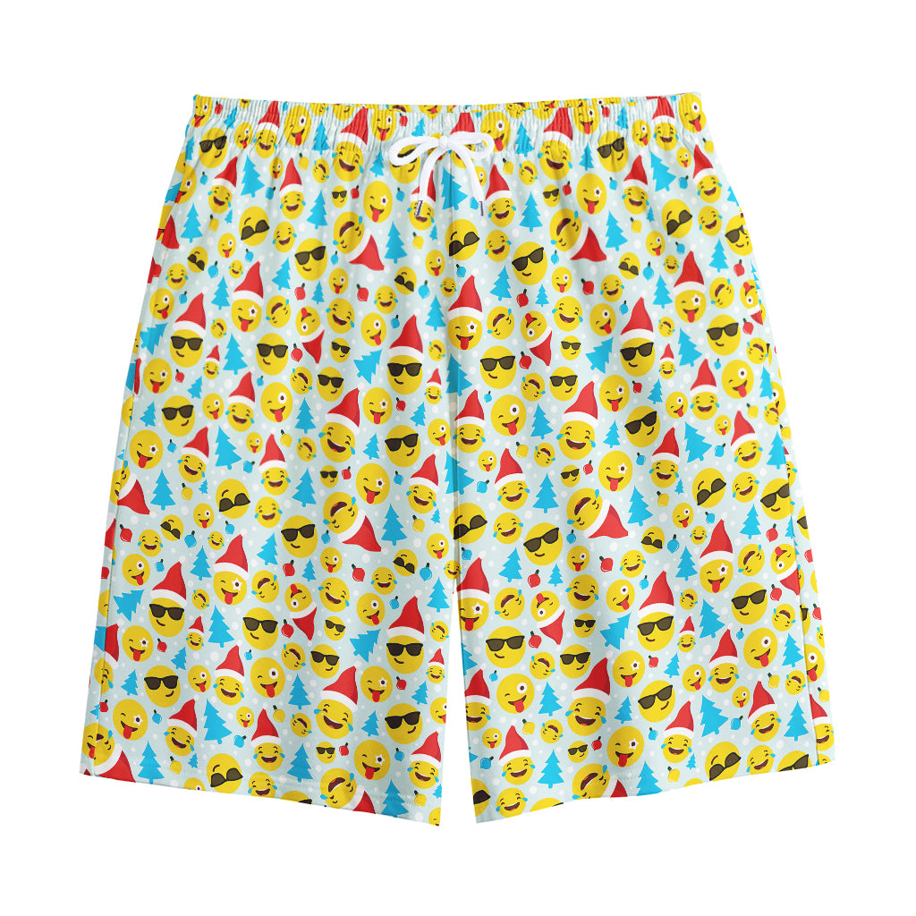 Christmas Emoji Pattern Print Cotton Shorts