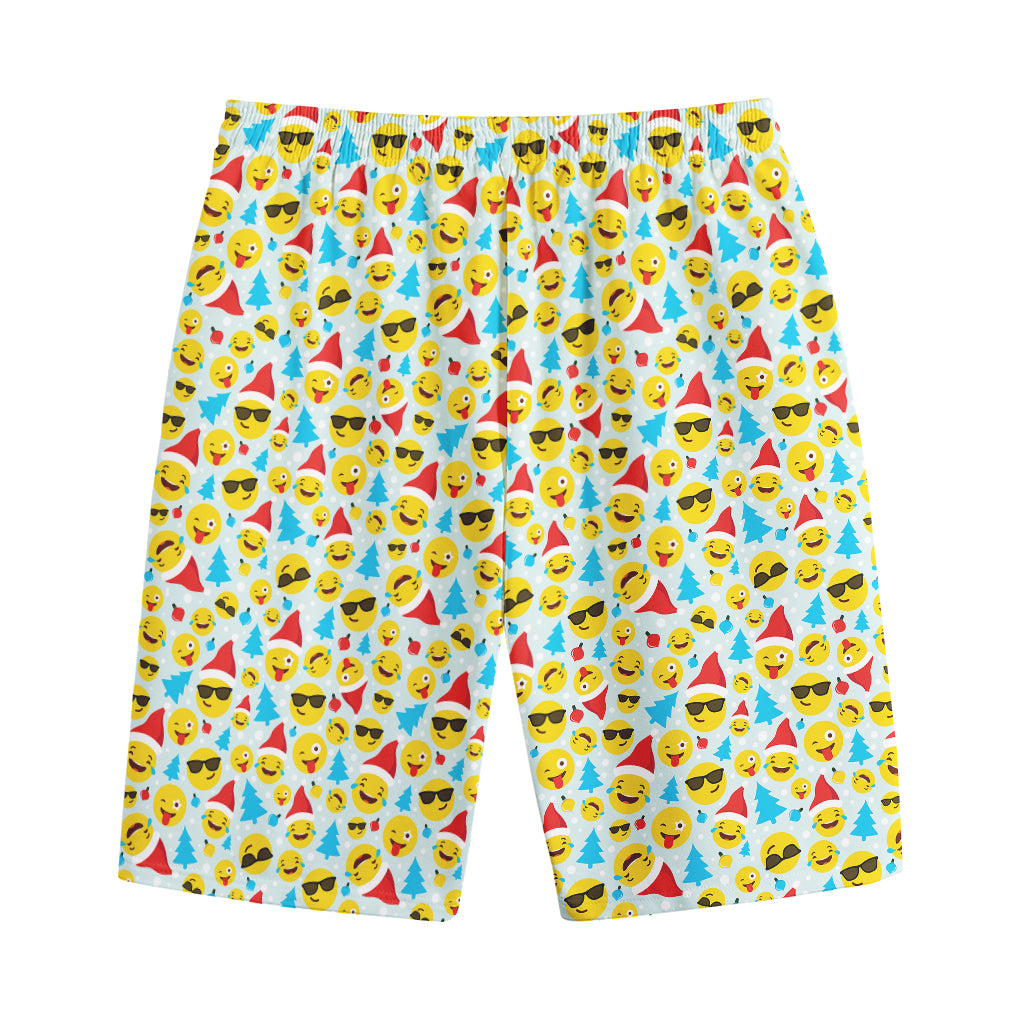 Christmas Emoji Pattern Print Cotton Shorts