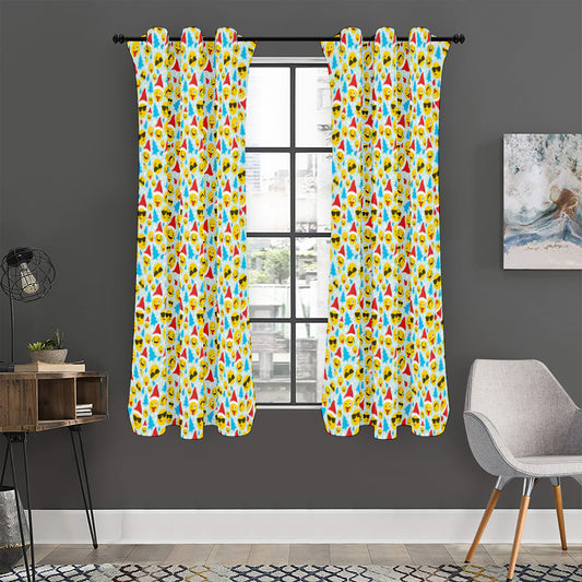 Christmas Emoji Pattern Print Curtain