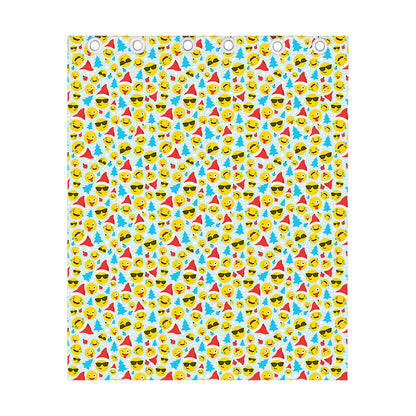 Christmas Emoji Pattern Print Curtain