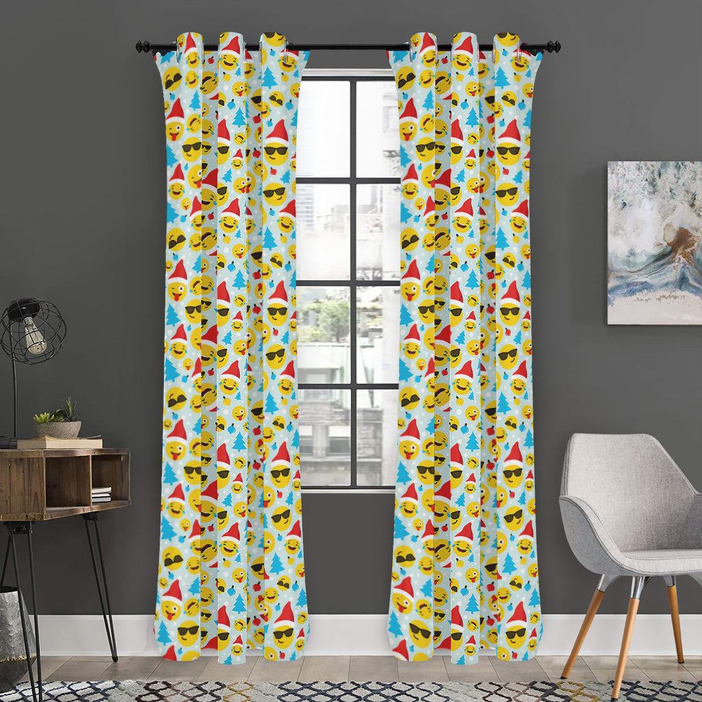 Christmas Emoji Pattern Print Curtain