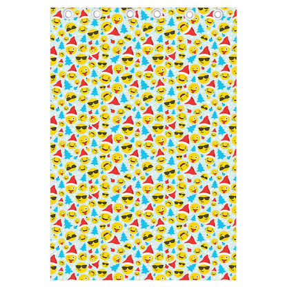 Christmas Emoji Pattern Print Curtain
