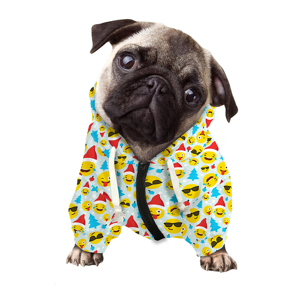 Christmas Emoji Pattern Print Dog Zip Up Hoodie