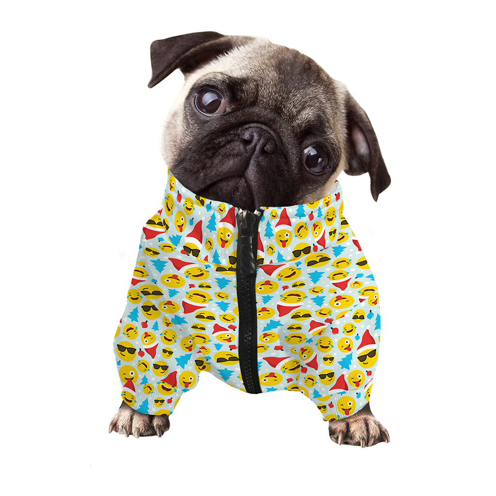 Christmas Emoji Pattern Print Dog Zip Up Jacket