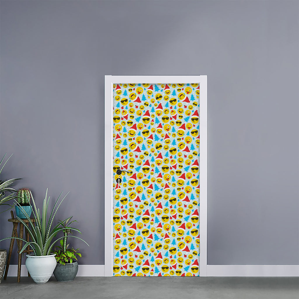 Christmas Emoji Pattern Print Door Sticker