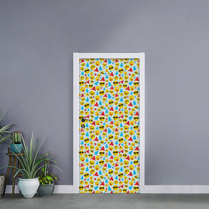 Christmas Emoji Pattern Print Door Sticker