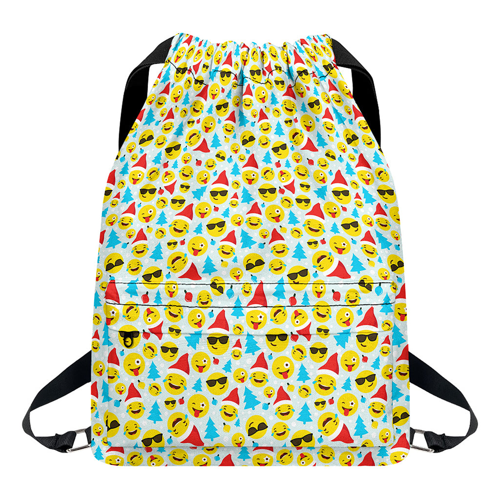 Christmas Emoji Pattern Print Drawstring Backpack