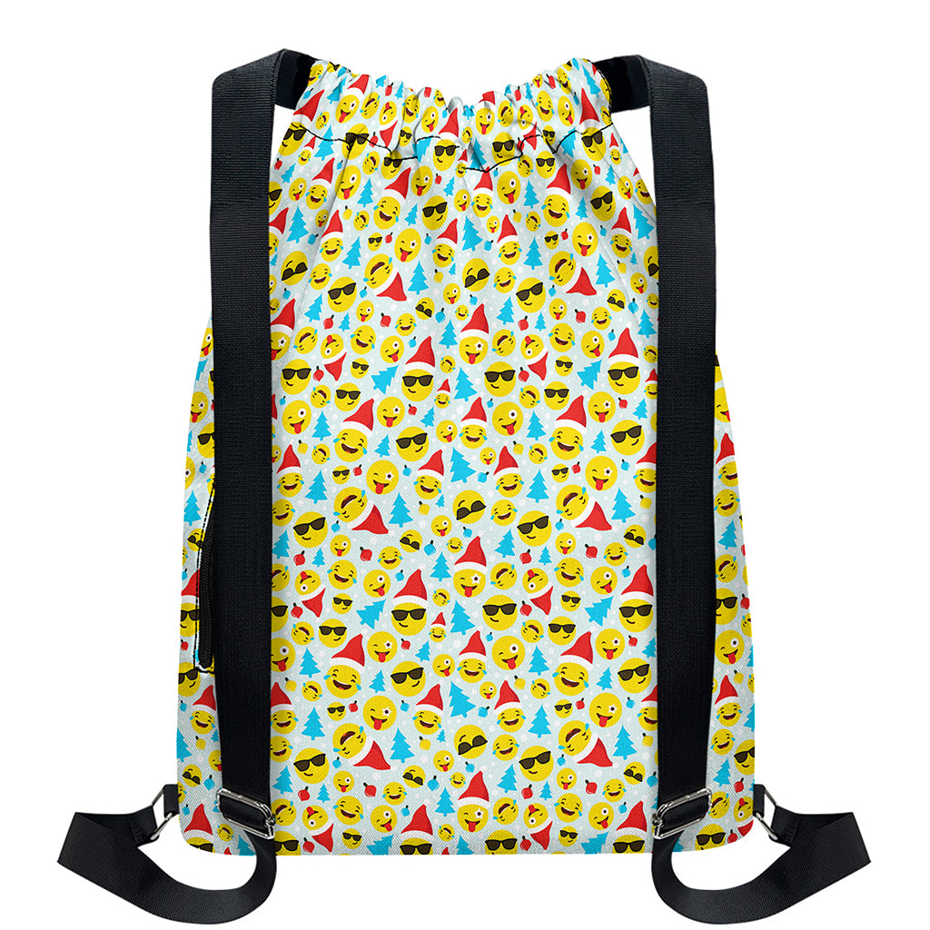 Christmas Emoji Pattern Print Drawstring Backpack