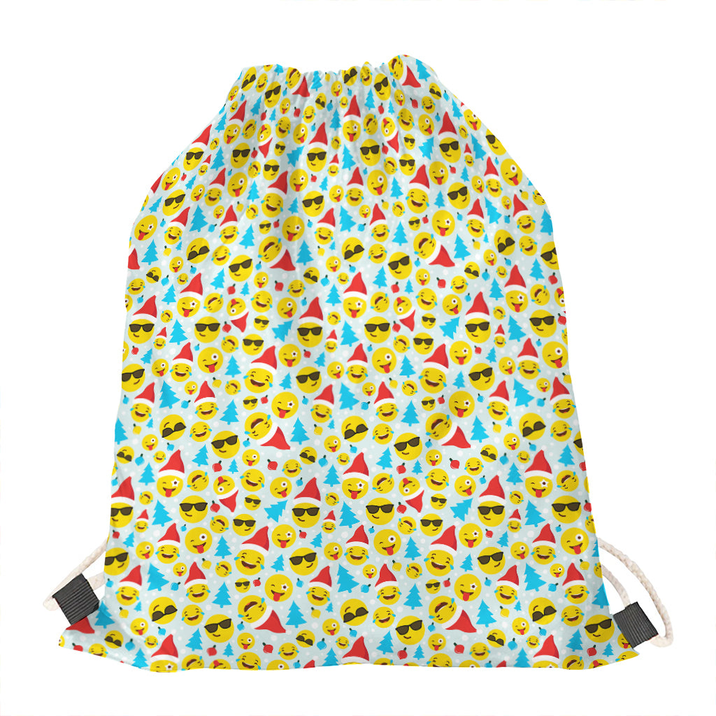Christmas Emoji Pattern Print Drawstring Bag
