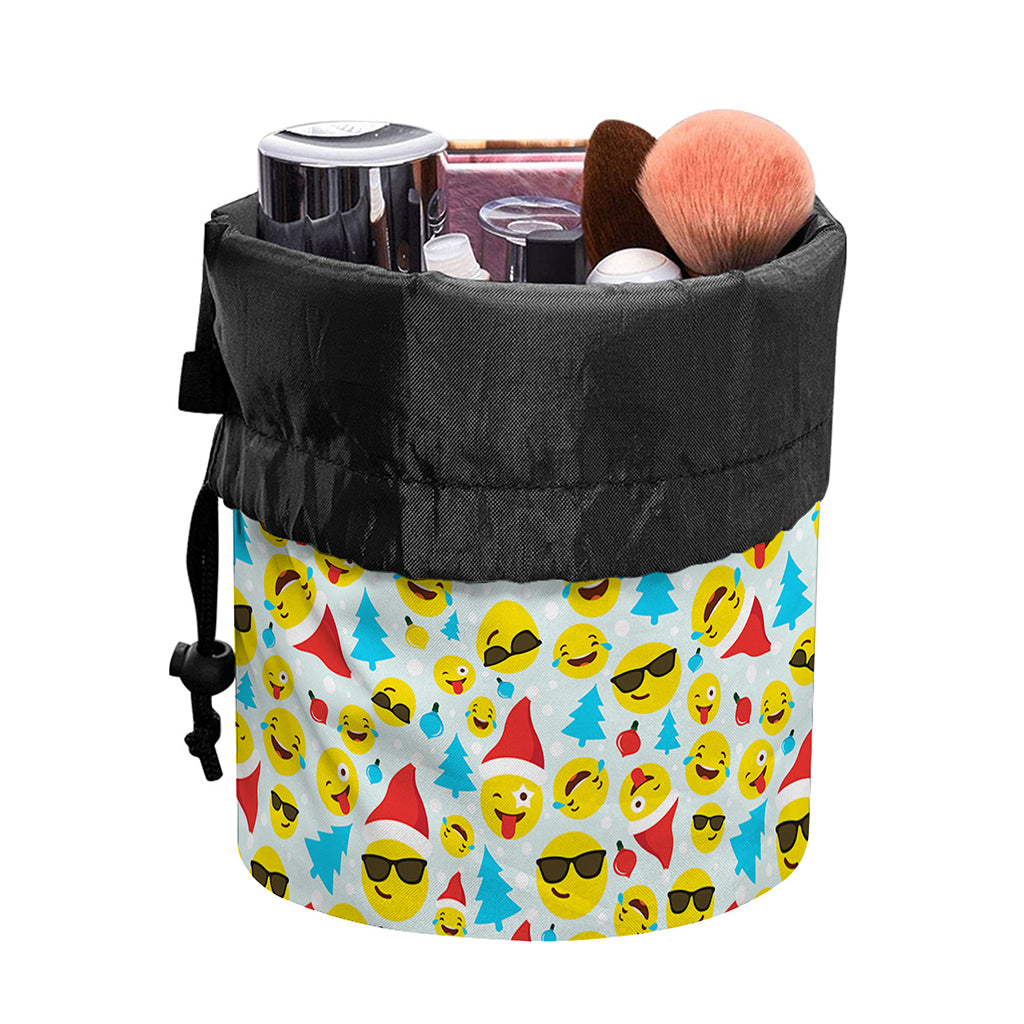 Christmas Emoji Pattern Print Drawstring Makeup Bag