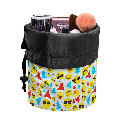 Christmas Emoji Pattern Print Drawstring Makeup Bag