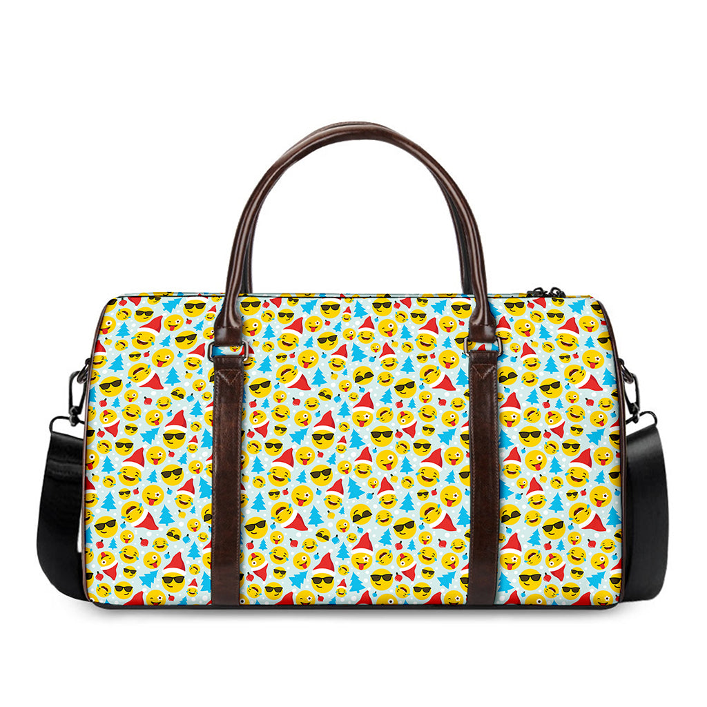 Christmas Emoji Pattern Print Duffle Bag