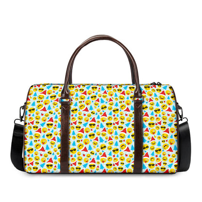 Christmas Emoji Pattern Print Duffle Bag