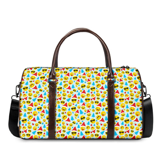 Christmas Emoji Pattern Print Duffle Bag
