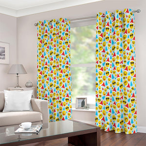 Christmas Emoji Pattern Print Extra Wide Grommet Curtains