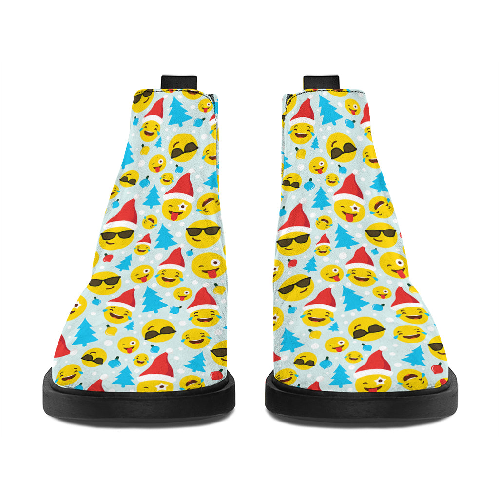 Christmas Emoji Pattern Print Flat Ankle Boots