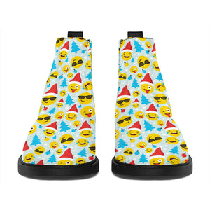 Christmas Emoji Pattern Print Flat Ankle Boots