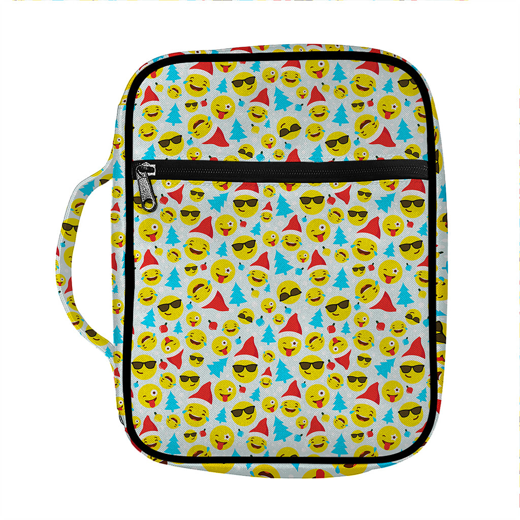 Christmas Emoji Pattern Print Front Pocket Bible Bag