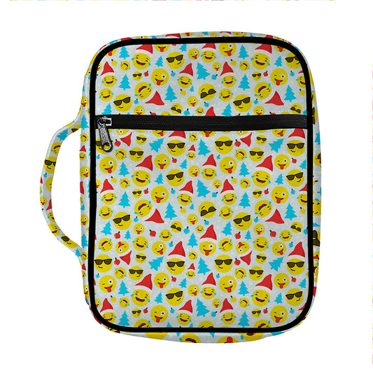 Christmas Emoji Pattern Print Front Pocket Bible Bag