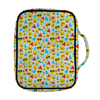 Christmas Emoji Pattern Print Front Pocket Bible Bag