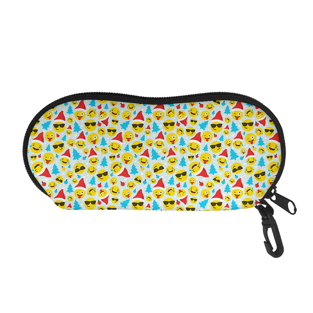 Christmas Emoji Pattern Print Glasses Case