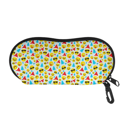 Christmas Emoji Pattern Print Glasses Case