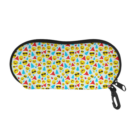 Christmas Emoji Pattern Print Glasses Case