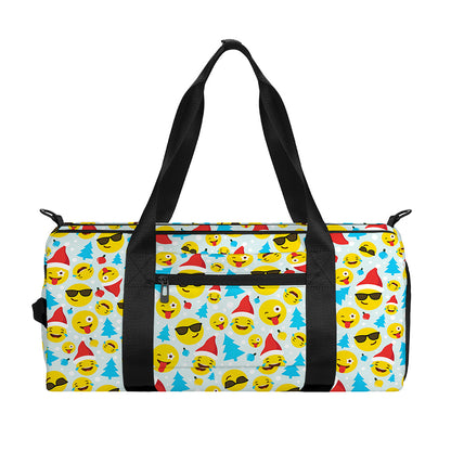 Christmas Emoji Pattern Print Gym Bag