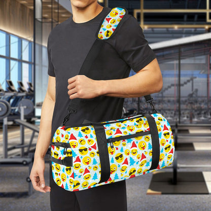 Christmas Emoji Pattern Print Gym Bag