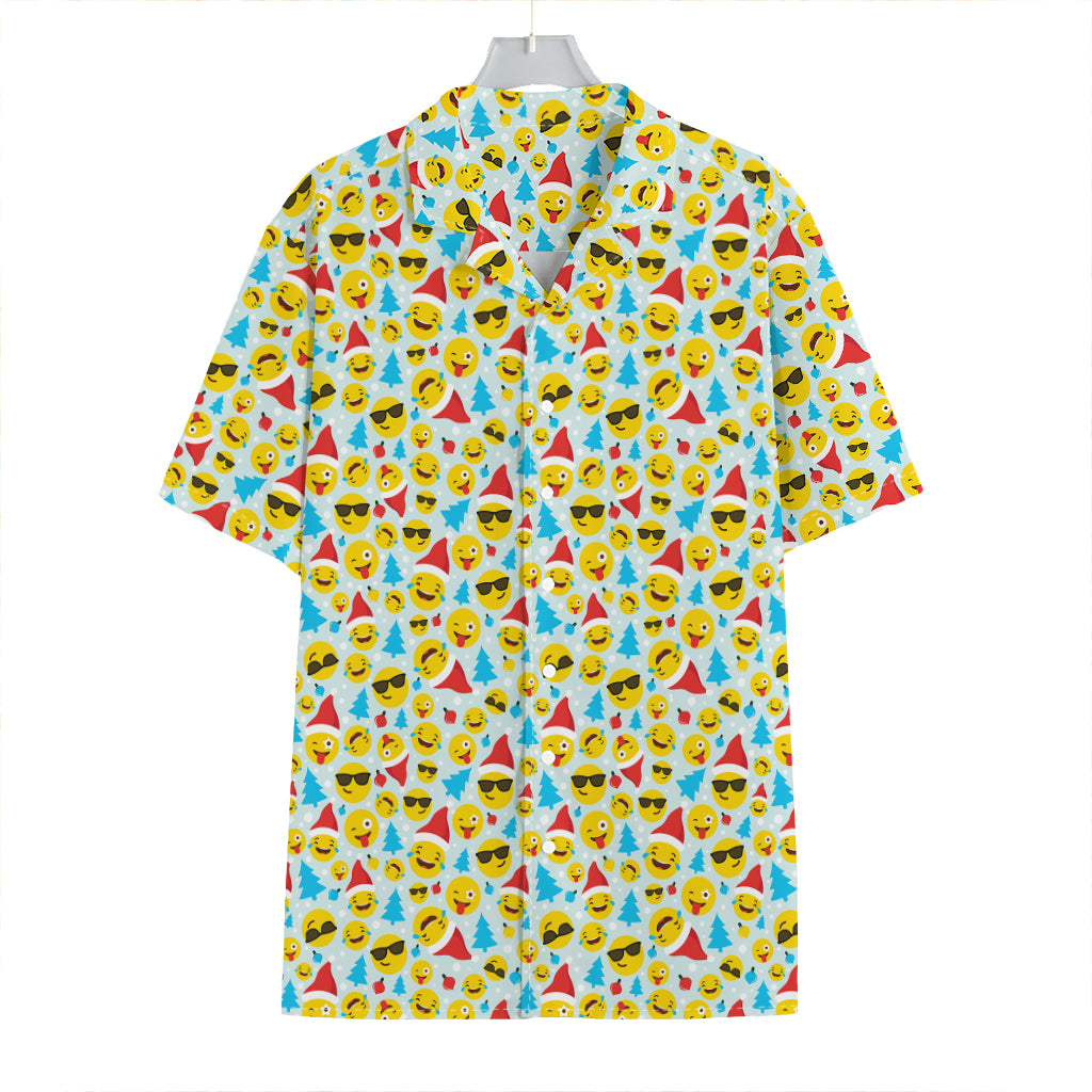 Christmas Emoji Pattern Print Hawaiian Shirt