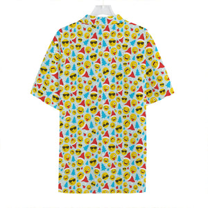 Christmas Emoji Pattern Print Hawaiian Shirt