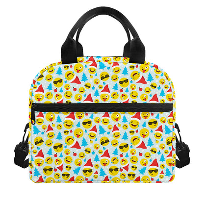 Christmas Emoji Pattern Print Insulated Lunch Bag