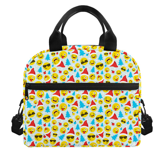 Christmas Emoji Pattern Print Insulated Lunch Bag