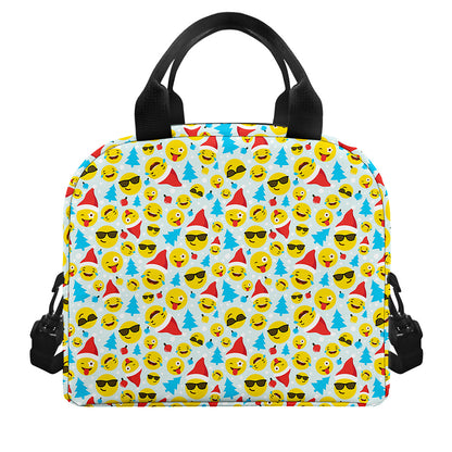 Christmas Emoji Pattern Print Insulated Lunch Bag