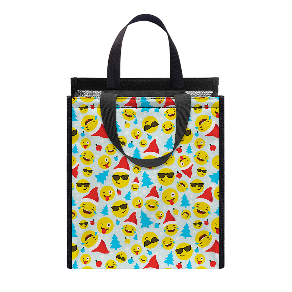 Christmas Emoji Pattern Print Insulated Lunch Tote
