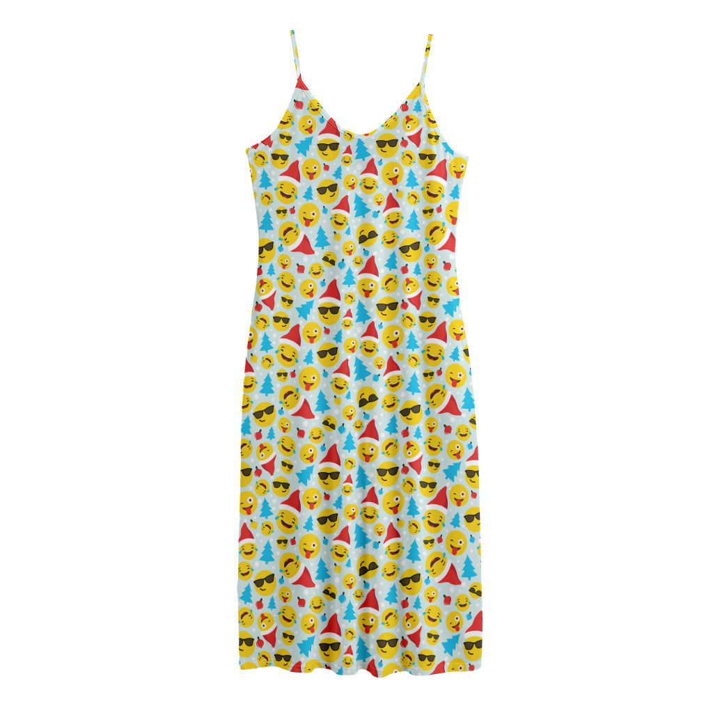 Christmas Emoji Pattern Print Jersey Midi Cami Dress