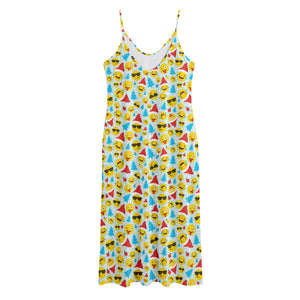 Christmas Emoji Pattern Print Jersey Midi Cami Dress